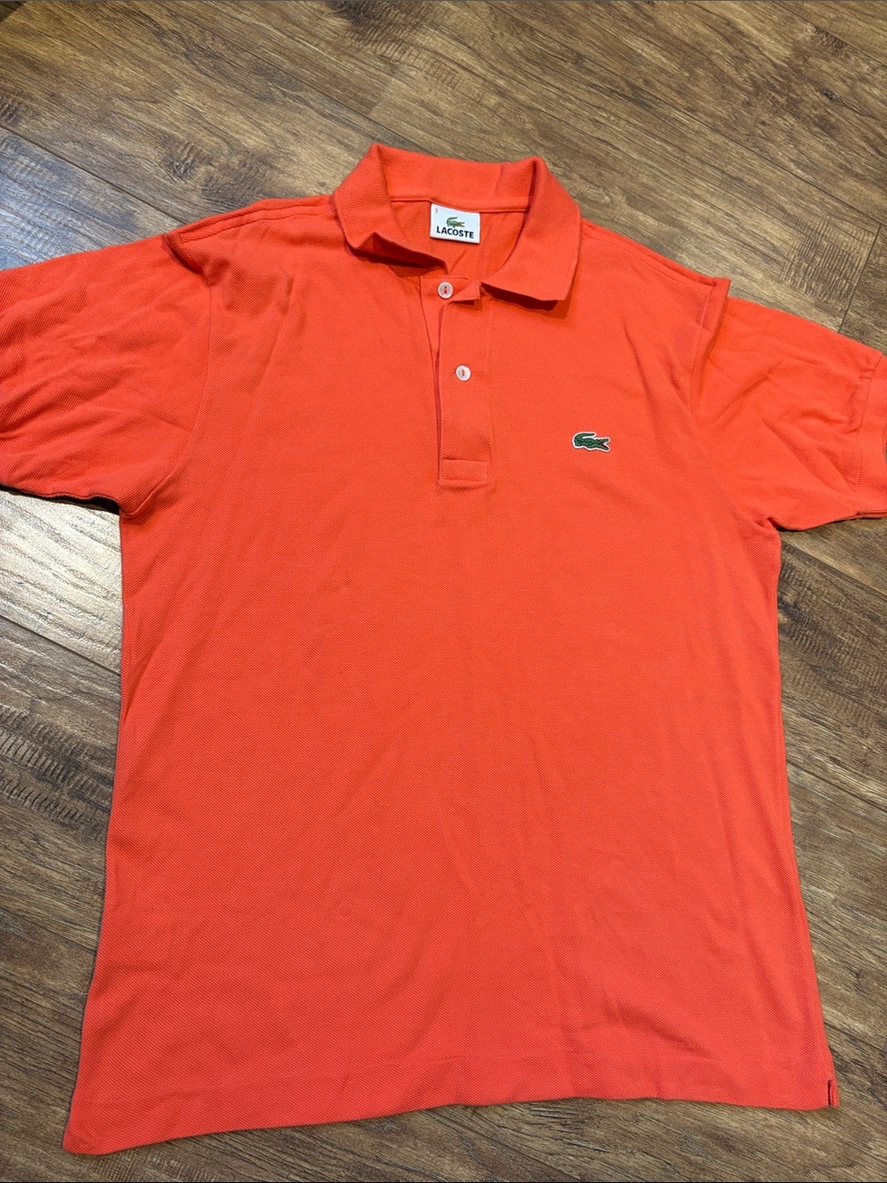 Lacoste Men's Pique Polo Shirt - Bright Orange with Green Croc